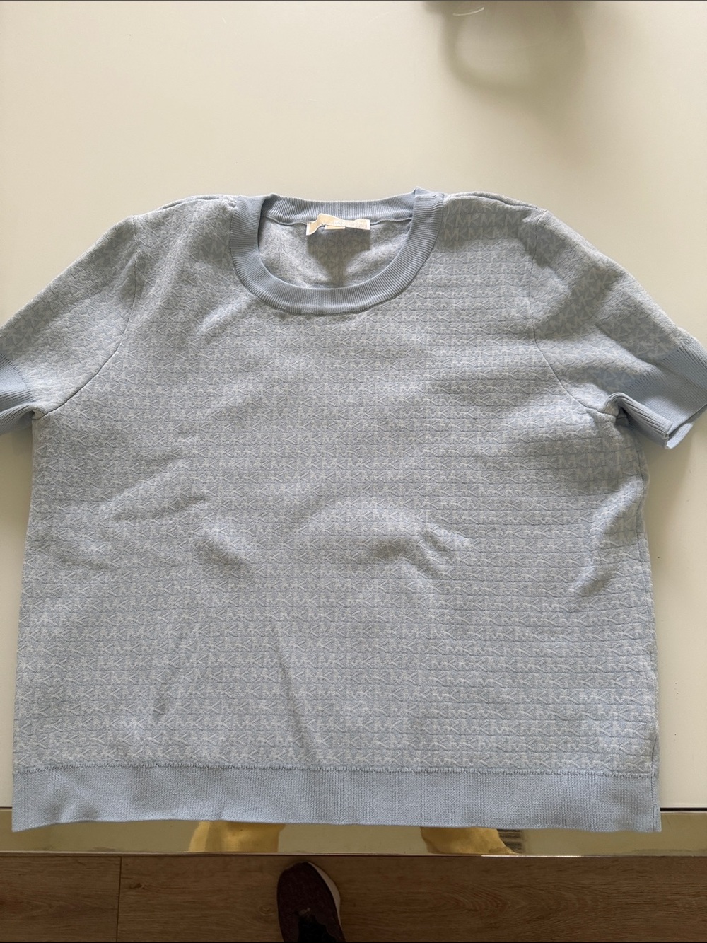 Michael Kors Light Blue Short-Sleeve Crewneck Sweater